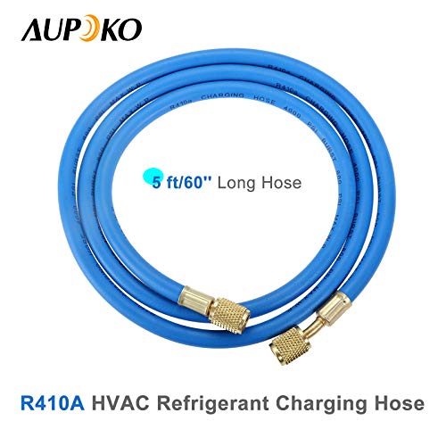 Aupoko R410A AC Refrigerant Charging Hoses, 60’’ R410A HVAC Charging Hose with 1/4’’ SAE Flare, with 800 PSI Working Pressure for R410A R22 R134A R12 R502 Air Condition System - Image 2