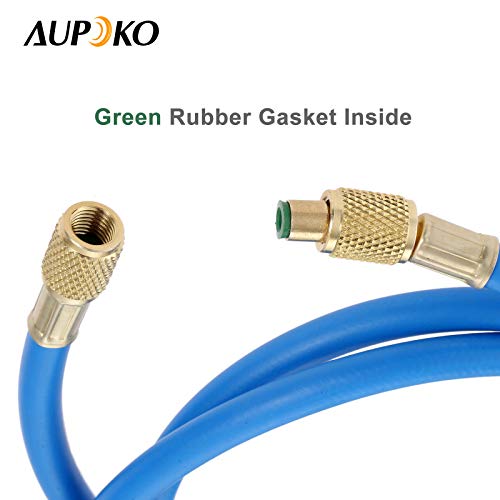Aupoko R410A AC Refrigerant Charging Hoses, 60’’ R410A HVAC Charging Hose with 1/4’’ SAE Flare, with 800 PSI Working Pressure for R410A R22 R134A R12 R502 Air Condition System - Image 5