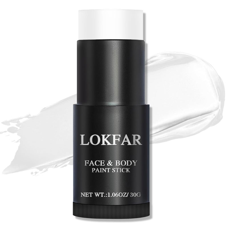 LOKFAR White Face Body Paint Stick Eye Black Stick for Sports Waterproof FullCoverage White Foundation Face Makeup for Halloween Zombie Clown Vampire Skeleton Skull Joker Goth Cosplay Makeup