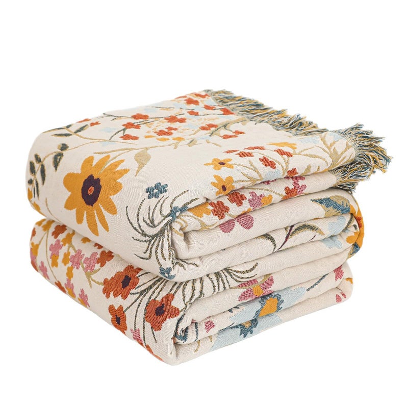 LUTBM Boho Throw Blanket for Couch Sofa Chair Cotton Summer Breathable Blankets for Bedroom Living Room All Season Soft Lightweight Reversible Floral Embroidery Throws Home Decor 50x60 - Image 2