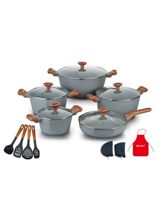 17-Piece Non Stick Granite Cookware Set 20/24/28/32Cm Casserole, 28Cm Shallow Casserole- PFOA Free 2010 - grey - pzsku/Z6CFB011C82A911116F07Z/45/_/1739789411/1c4720ba-7f0a-46bb-8705-7f03920c8547