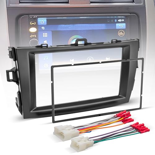 NuIth Double DIN Radio Installation Dash Kit W/Radio Wire Harness for 2009-2013 Toyota Corolla, Aftermarket Radio Dash Stereo Mounting Installation Trim Bezel Bracket Wire Kits - Image 1