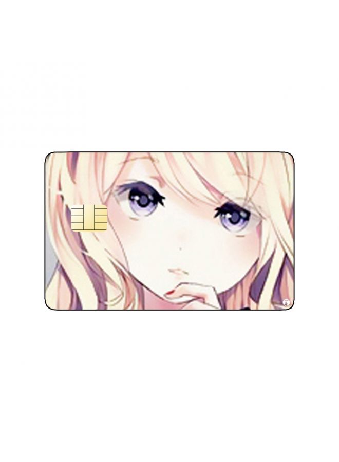 RKN PRINTED BANK CARD STICKER Cute Blond Girl Drawing - Image 2