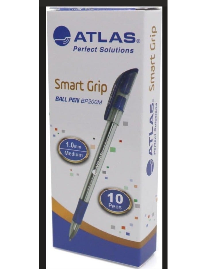 ATLAS قلم حبر جاف أطلس 1.0 مم طرف متوسط حبر أزرق قبضة ذكية علبة من 10 - Image 2