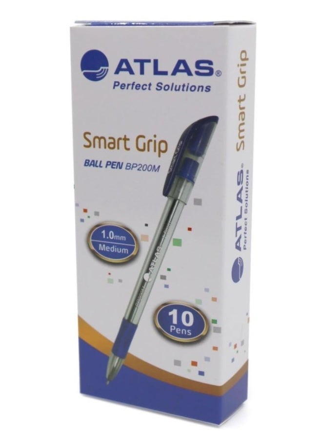 ATLAS قلم حبر جاف أطلس 1.0 مم طرف متوسط حبر أزرق قبضة ذكية علبة من 10 - Image 1