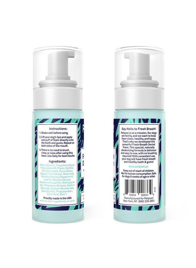 Petpost | Fresh Breath Foam For Dogs  Mint & Apple Flavored Dental Solution That Eliminates Bad Breath  Natural Tooth Cleaning Treatment 5 Oz. - Image 2