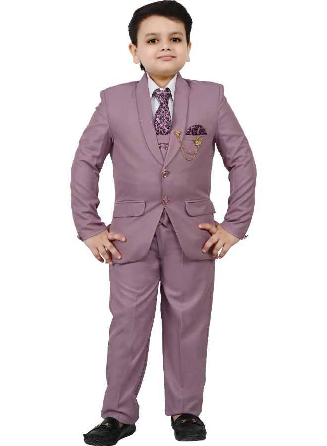 BT DEZINES Boys Purple Five Piece Suit Set for Kids - Image 3