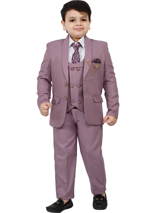 BT DEZINES Boys Purple Five Piece Suit Set for Kids - Image 1