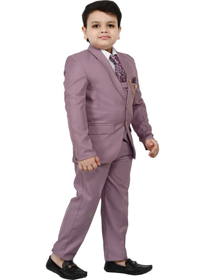 BT DEZINES Boys Purple Five Piece Suit Set for Kids - Image 4