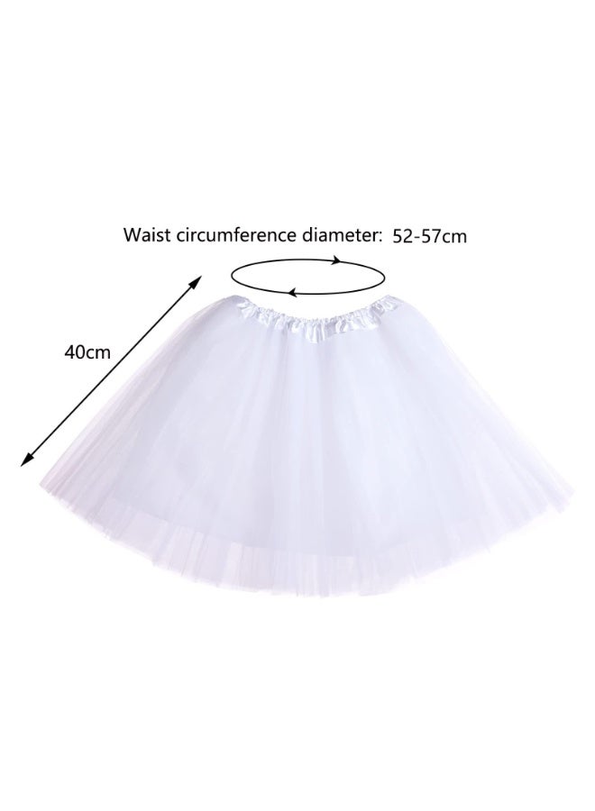 Women's Ballet Tutu Skirt, 4-Layer White Tulle, 40cm Length, Dance Performance Costume - Image 2