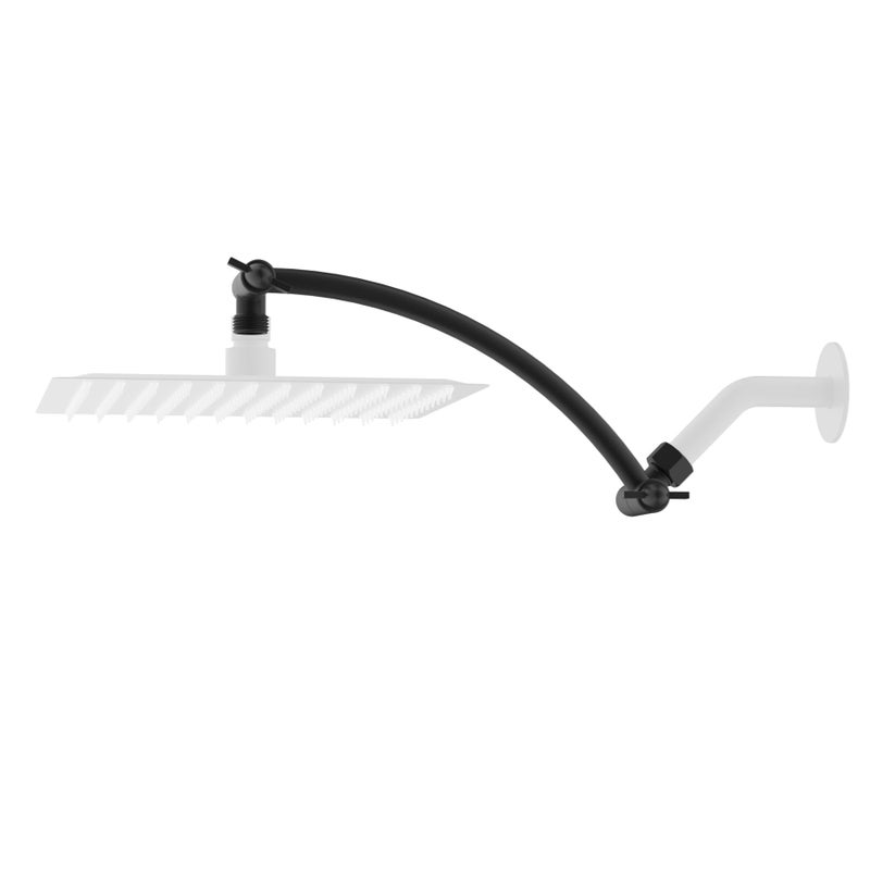 Hibbent All Metal 10 Shower Head Extension Arm Brass Flexible Height Angle Adjustable Shower Arm Extender with Lock Joint Universal Connection Stainless Steel Pipe Height Extending Matte Black - Image 2
