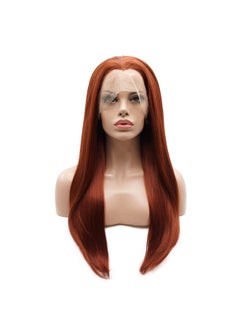 Hair Synthetic Lace Front Wig Straight Long 24Inch Wine Red Wig Heat Friendly Heavy Density Realistic Wig