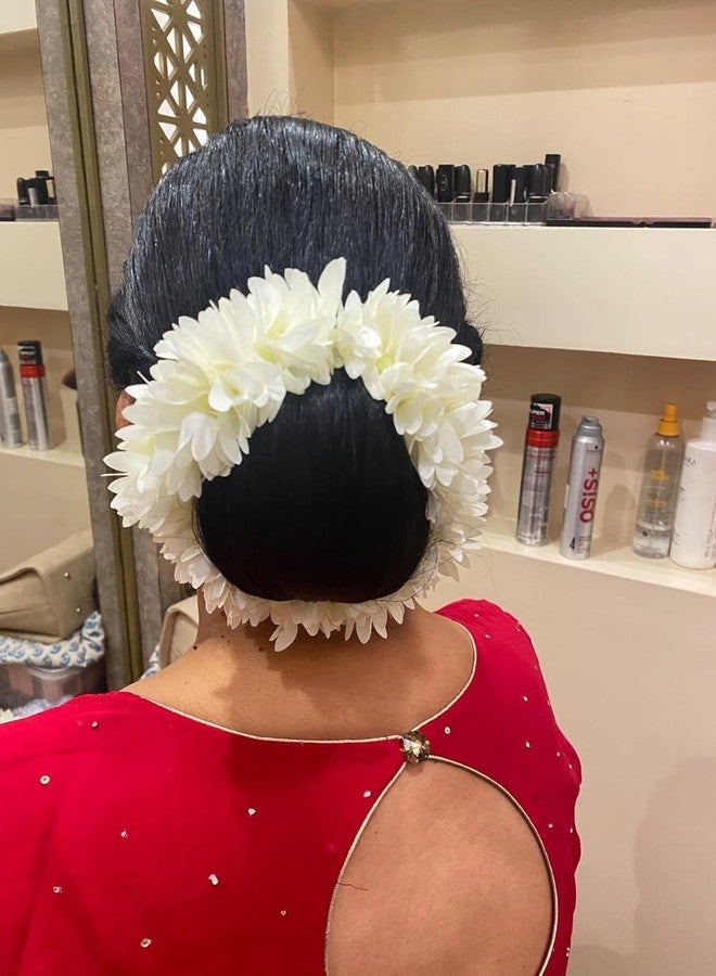 بلوشيا زينة شعر من زهور الياسمين من BLUSHIA للنساء والفتيات | إكليل شعر واقعي قابل لإعادة الاستخدام على شكل كعكة شعر | إكسسوار معطر بالياسمين (لون أبيض كريمي، عبوة من 4 قطع) - Image 3
