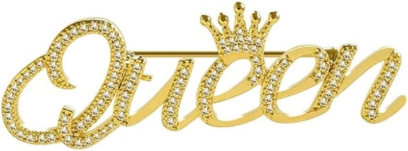 ROFARSO Queen Crown Brooch Pins for Women Girls Party Fashion Feminist Rhinestone Crystal Lapel Pin Accessories - Image 1