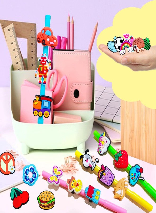 Blvochnnt 100 PCS Cute Pencil Topper Decoration,Kawaii Pen Straw Clips Decor Accessories,Pencil-Top Charms for Pupil,Junior,Kids,School Supplies,Classroom Reward,Prizes,Gifts,Bulk Random Different Cartoon - Image 5