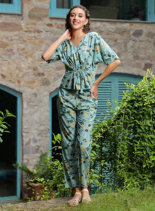 sanskrutihomes sanskrutihomes Floral Printed Cotton Top and Pyjama Set