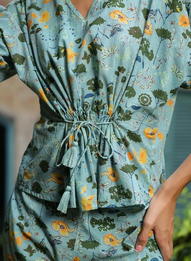 sanskrutihomes sanskrutihomes Floral Printed Cotton Top and Pyjama Set