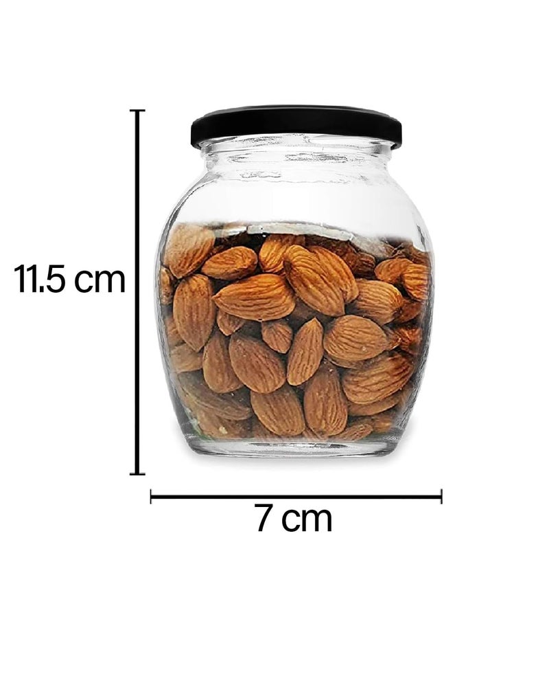 CROCO JAR Matka Glass Jar, Kitchen Container Storage Jar For Dry Fruit, Spices, Pickle With Airtight Black Lid (500 Ml, Pack Of 6) - Image 2