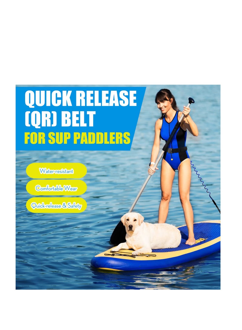 SYOSI Sup Leash Waist Belt, Quick Release Paddle Board Waist Leashes Belt, 50mm Standard Adult Adjustable QR Safety Waistbelt Fits for Stand Up Paddleboards Use with Ankleleash Black - Image 2