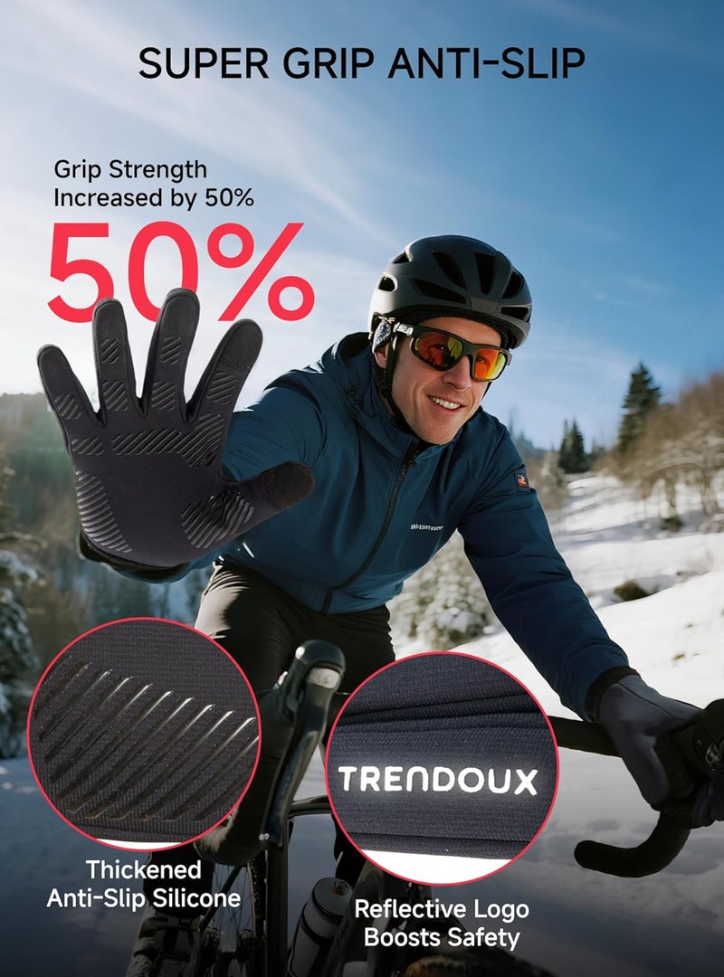 TRENDOUX Outdoor Thermal Running Gloves for Men and Women - Black M - Image 5