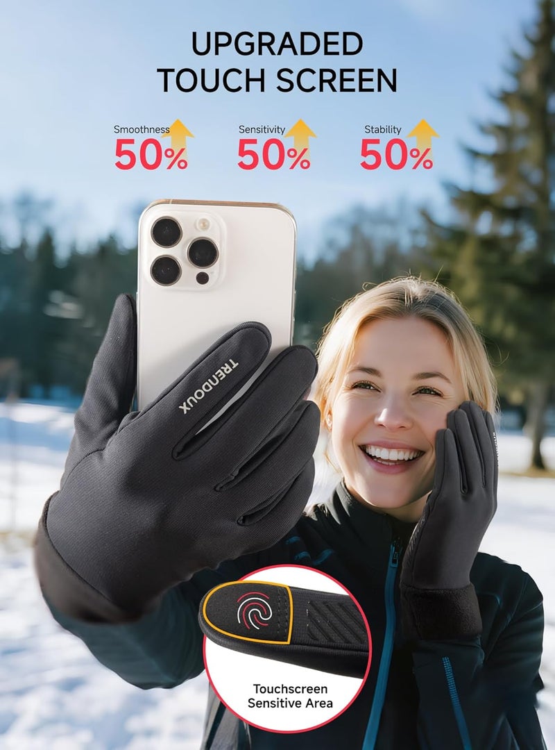 TRENDOUX Outdoor Thermal Running Gloves for Men and Women - Black M - Image 3