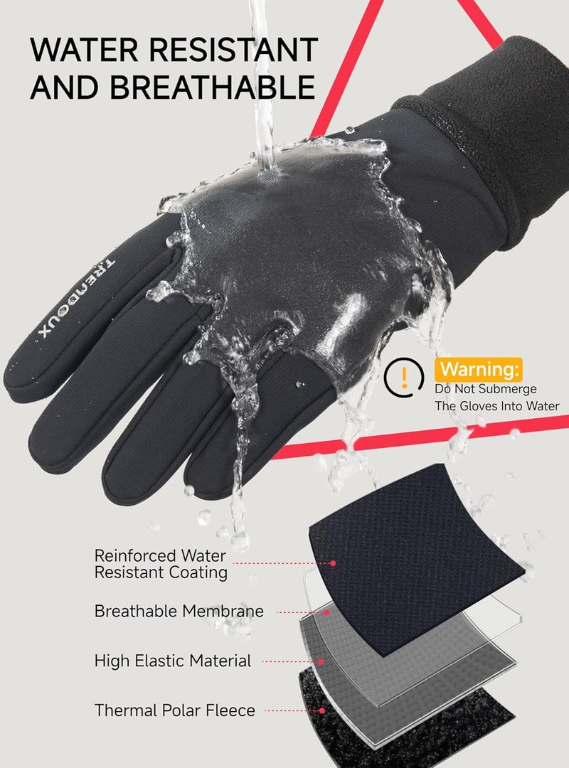 TRENDOUX Outdoor Thermal Running Gloves for Men and Women - Black M - Image 4