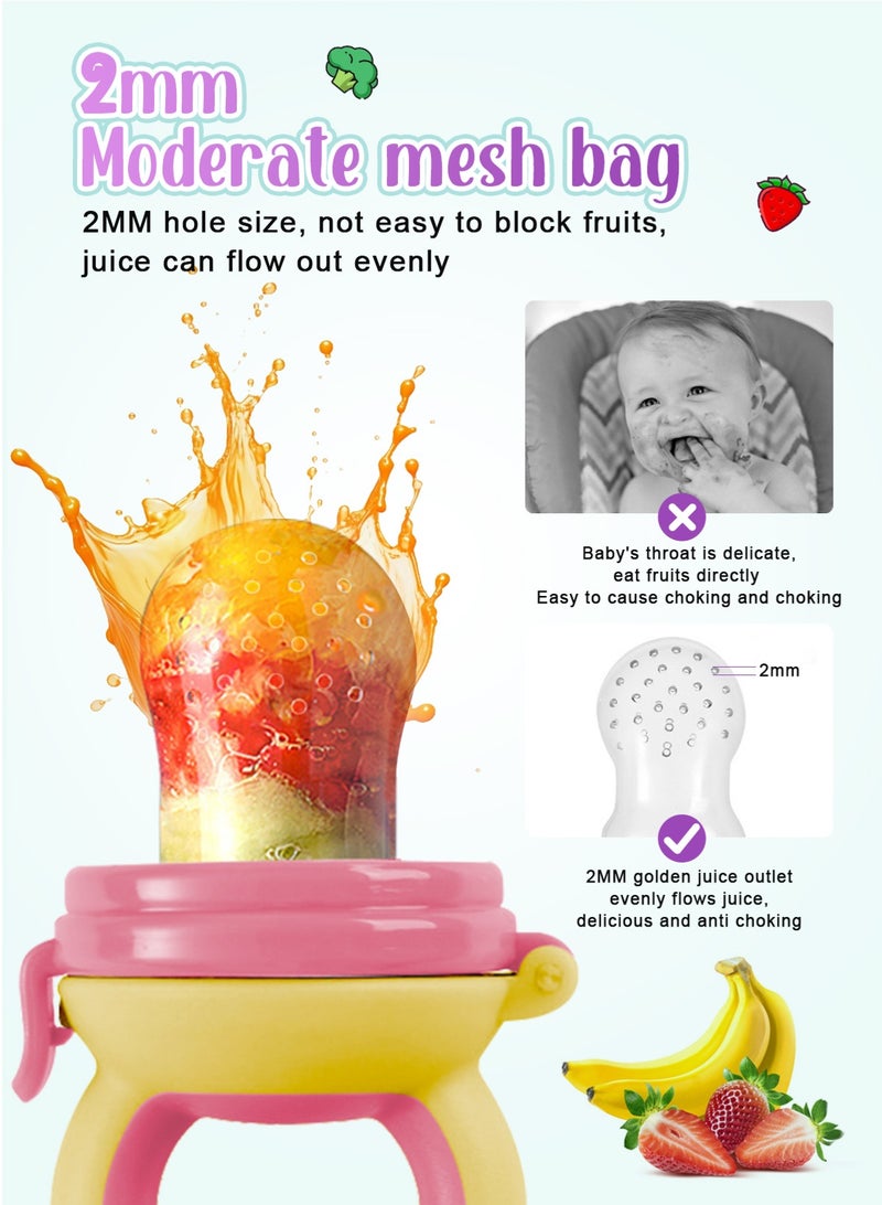 URbazaar 3 Pack Baby Fruit & Food Feeder Pacifier, Silicone Feeder Pacifier with 3 Sizes Pouches for Babies Toddlers Infants Kids, BPA-Free Food Grade Soft Safe  - Image 4