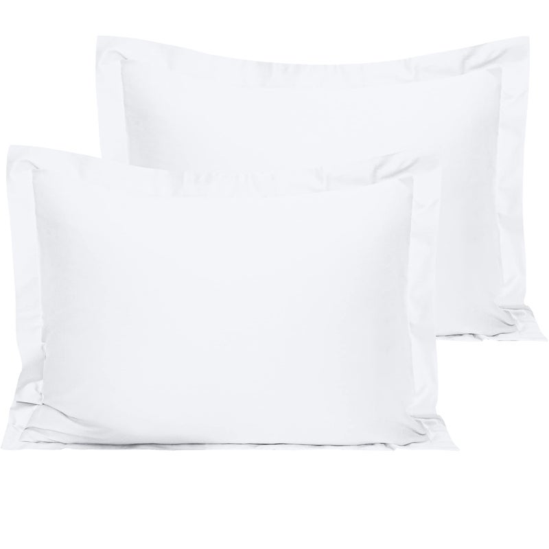 إن تي باي NTBAY COTTON Standard Pillow Shams - 500 Thread Count Cotton Cotton 20x26 Covers 2 Pack Super Super و Breatable 20x26 BADCSES BAIDCASES WHITE  - Image 1