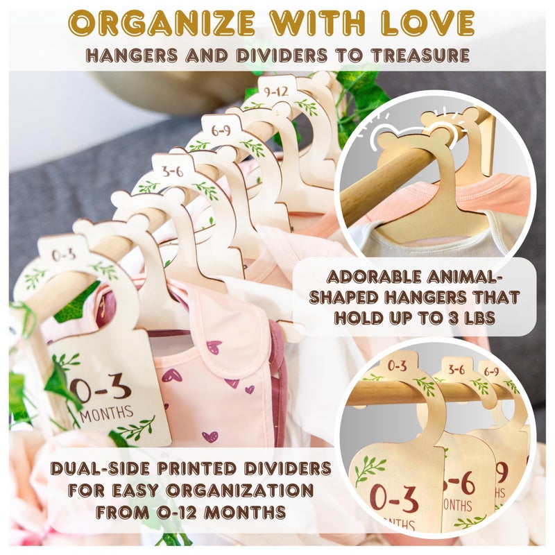 Lifemories Wooden Baby Shower Crate Closet with Clothes Hangers & Dividers, Large Gift Basket for Boys & Girls, Wood Box Storage & Display with Handles & Ivy Garland, Welcome Gifts for New Parents. - Image 3