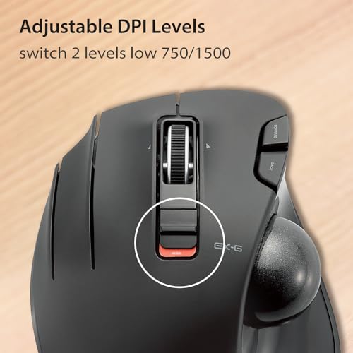 ELECOM EX-G Left Handed Trackball Mouse, 2.4 GHz USB Wireless, Ergonomic, Thumb Control, Tracking Roller Ball, 6 Programmable Buttons, Tilt Scroll - Image 5