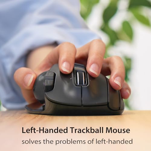 ELECOM EX-G Left Handed Trackball Mouse, 2.4 GHz USB Wireless, Ergonomic, Thumb Control, Tracking Roller Ball, 6 Programmable Buttons, Tilt Scroll - Image 2