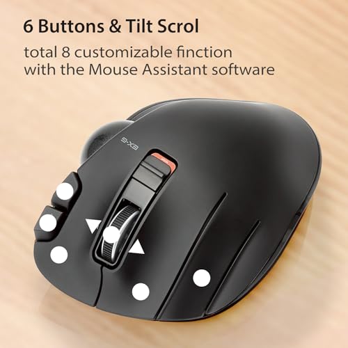 ELECOM EX-G Left Handed Trackball Mouse, 2.4 GHz USB Wireless, Ergonomic, Thumb Control, Tracking Roller Ball, 6 Programmable Buttons, Tilt Scroll - Image 4