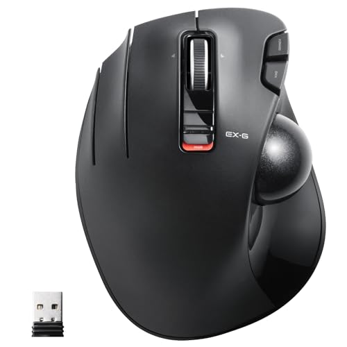 ELECOM EX-G Left Handed Trackball Mouse, 2.4 GHz USB Wireless, Ergonomic, Thumb Control, Tracking Roller Ball, 6 Programmable Buttons, Tilt Scroll - Image 1