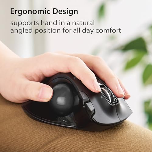ELECOM EX-G Left Handed Trackball Mouse, 2.4 GHz USB Wireless, Ergonomic, Thumb Control, Tracking Roller Ball, 6 Programmable Buttons, Tilt Scroll - Image 3