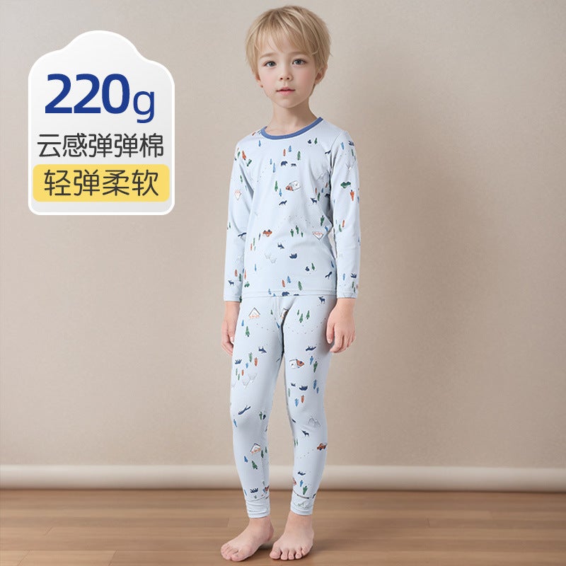 Children'S Autumn Clothes And Pants Suit Boys' Thermal Underwear Cotton Children'S Home Clothes Baby Pajamas - Image 1