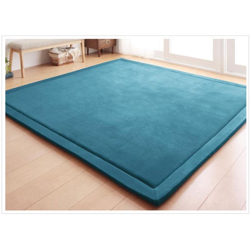 Loartee Coral Velvet Crawling Rug 50x 68 Blue for Toddler Children Play Area Rug Yoga Mat Exercise Pad Carpet