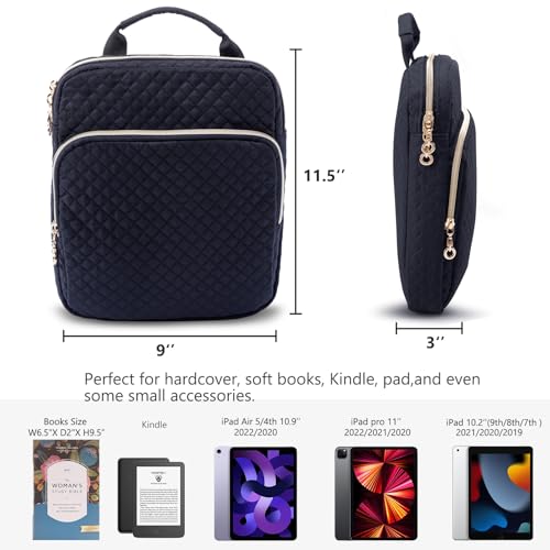APOFFICE Book Sleeve with Zipper Book PouchQuilted Book Carrier Book Covers for Book LoversMultiPocket Book Protector Case for HardcoverBook Accessories Bible Bags for Bible Study Supplies AA Books - Image 3