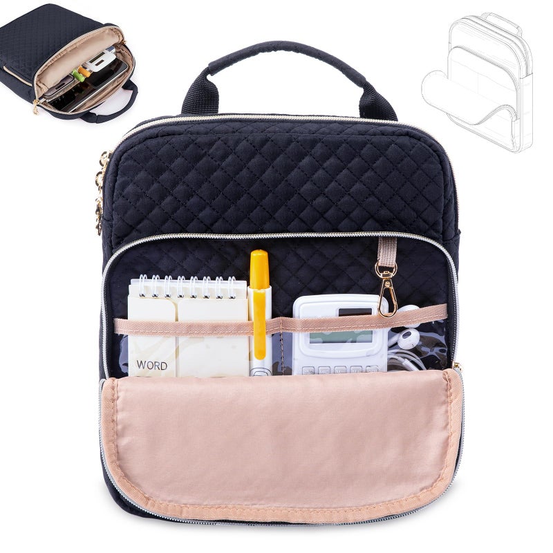 APOFFICE Book Sleeve with Zipper Book PouchQuilted Book Carrier Book Covers for Book LoversMultiPocket Book Protector Case for HardcoverBook Accessories Bible Bags for Bible Study Supplies AA Books - Image 2