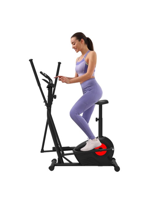 Elliptical Machine Elliptical Exercise Machine for home with Seat 8 Resistance Levels Pulse Rate Grips and LCD Monitor