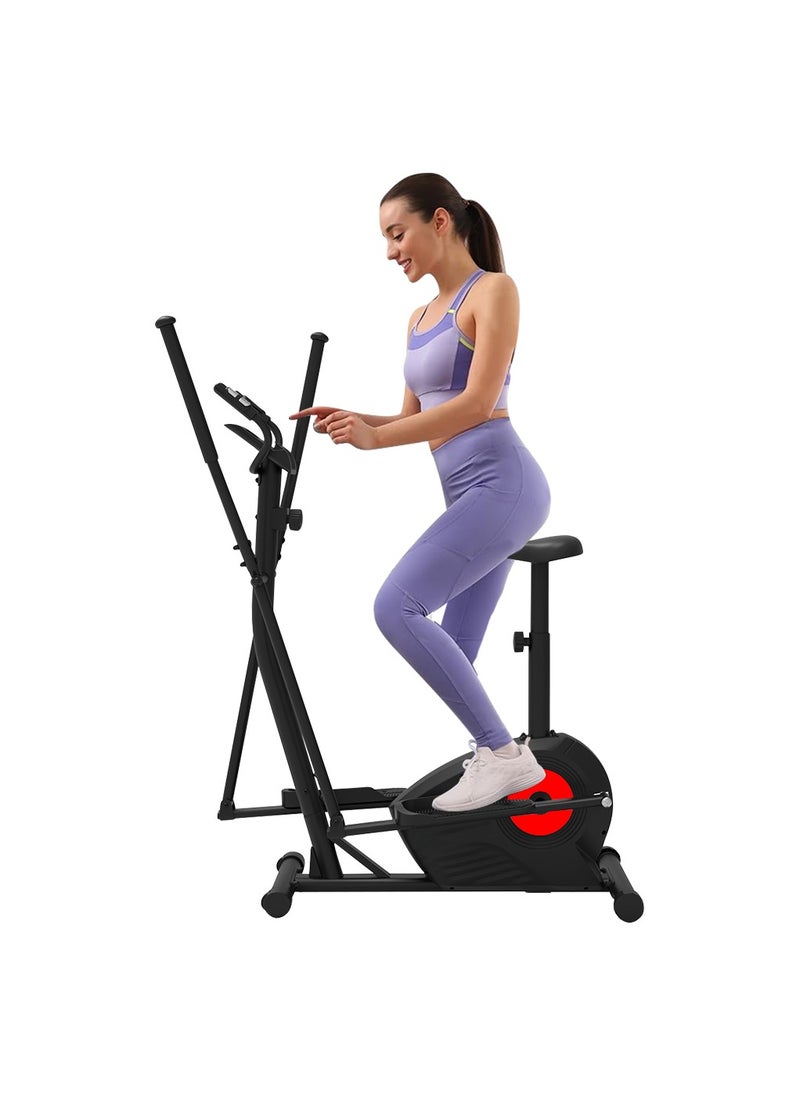 Elliptical Machine Elliptical Exercise Machine for home with Seat 8 Resistance Levels Pulse Rate Grips and LCD Monitor