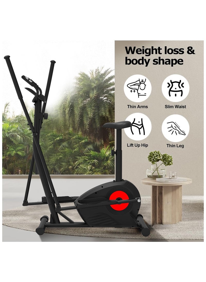 Elliptical Machine Elliptical Exercise Machine for home with Seat 8 Resistance Levels Pulse Rate Grips and LCD Monitor