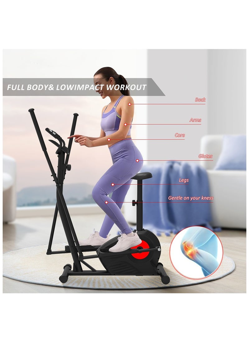 Elliptical Machine Elliptical Exercise Machine for home with Seat 8 Resistance Levels Pulse Rate Grips and LCD Monitor