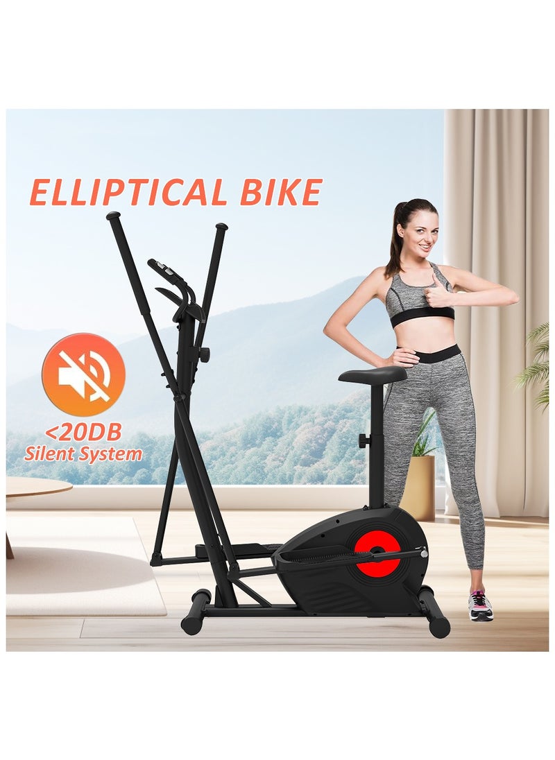 Elliptical Machine Elliptical Exercise Machine for home with Seat 8 Resistance Levels Pulse Rate Grips and LCD Monitor