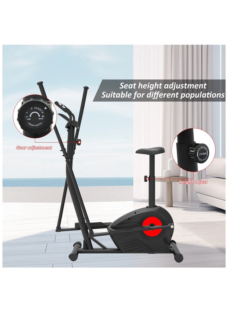 Elliptical Machine Elliptical Exercise Machine for home with Seat 8 Resistance Levels Pulse Rate Grips and LCD Monitor
