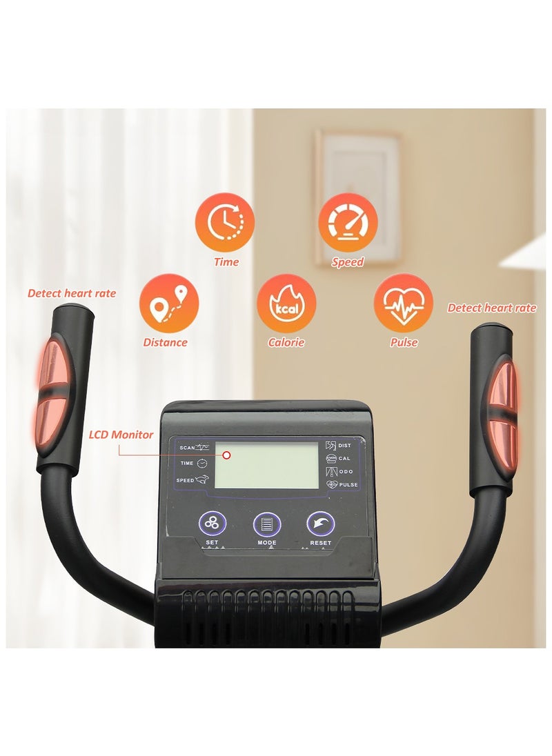 Elliptical Machine Elliptical Exercise Machine for home with Seat 8 Resistance Levels Pulse Rate Grips and LCD Monitor