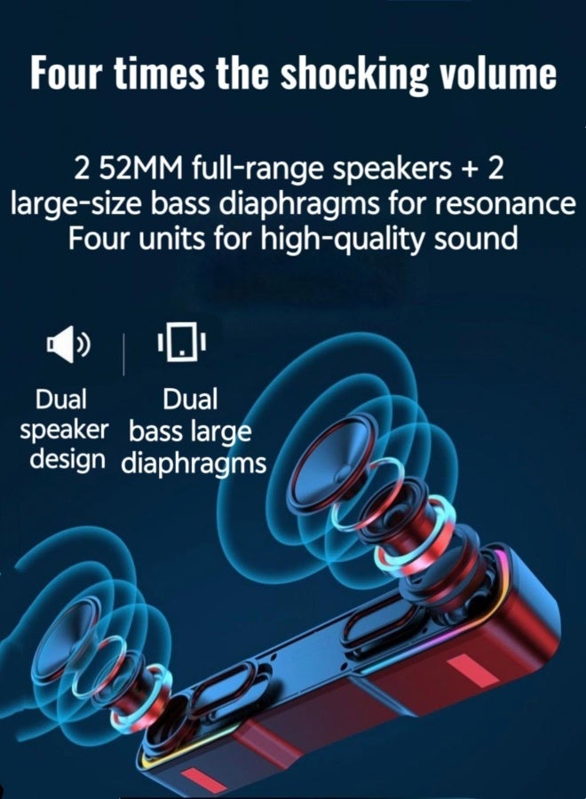 دراكلاو مكبرات صوت كمبيوتر، مكبرات صوت بلوتوث، تعمل بالطاقة عبر منفذ USB، إضاءة RGB، بلوتوث 5.0 ومنفذ 3.5 مم مخصص، لمكبرات صوت ألعاب الكمبيوتر للسطح أو اللاب توب أو الكمبيوتر الشخصي أو الهاتف المحمول - Image 2