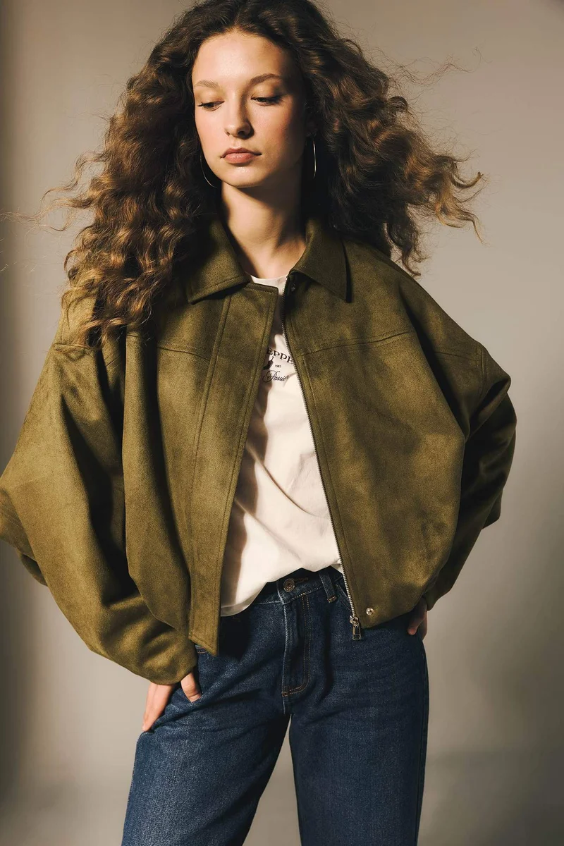 ديفاكتو Waterproof Regular Fit Suede Jacket