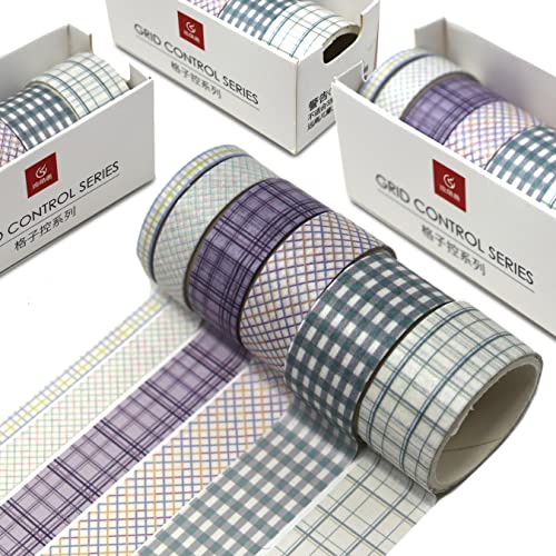 Lakeer Grid Series Washi Tape (Pack of 6) | Tapes for Scrapbooking, DIY Craft, Decoration, Gift Wrapping, etc, (Medium Turquoise) - Image 1