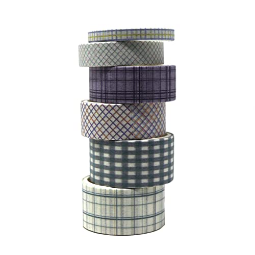 Lakeer Grid Series Washi Tape (Pack of 6) | Tapes for Scrapbooking, DIY Craft, Decoration, Gift Wrapping, etc, (Medium Turquoise) - Image 2