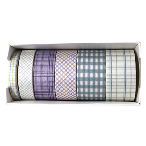 Lakeer Grid Series Washi Tape (Pack of 6) | Tapes for Scrapbooking, DIY Craft, Decoration, Gift Wrapping, etc, (Medium Turquoise) - Image 3